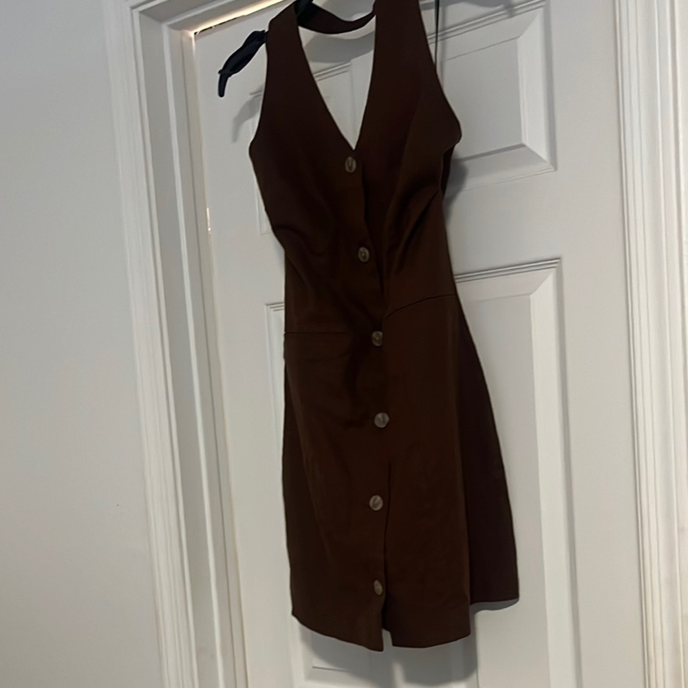 Elegant Brown Button-Down Dress